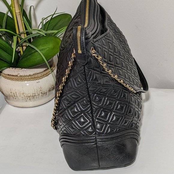 Tory Burch Fleming Marion Quilted Chain Large Women's Tote Black - Picture 5 of 16